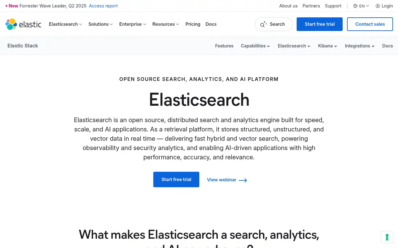 Elasticsearch Landing Page